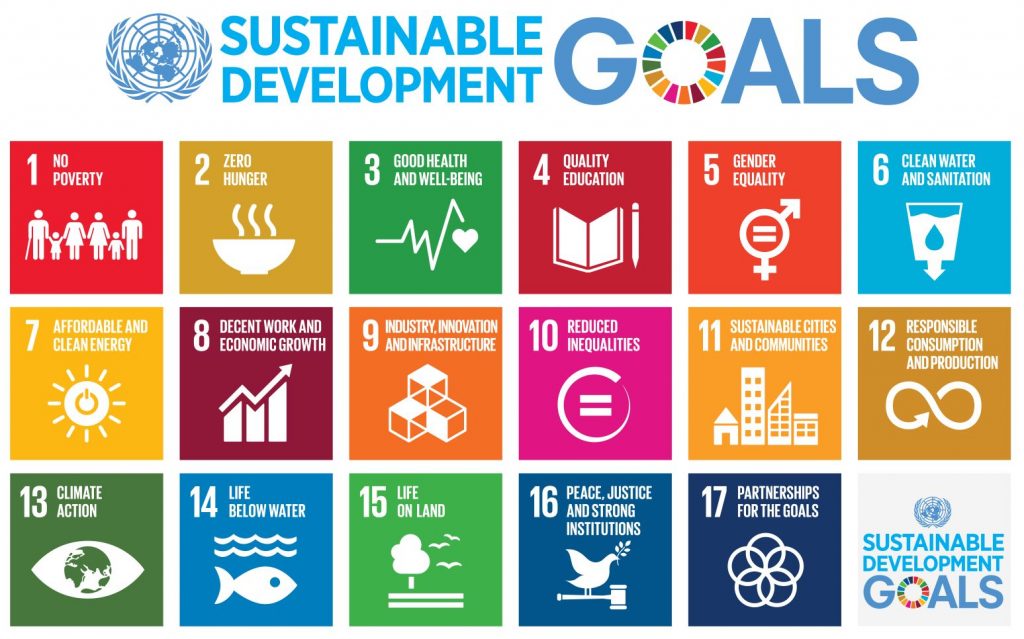 Grafik mit den 17 SDGs